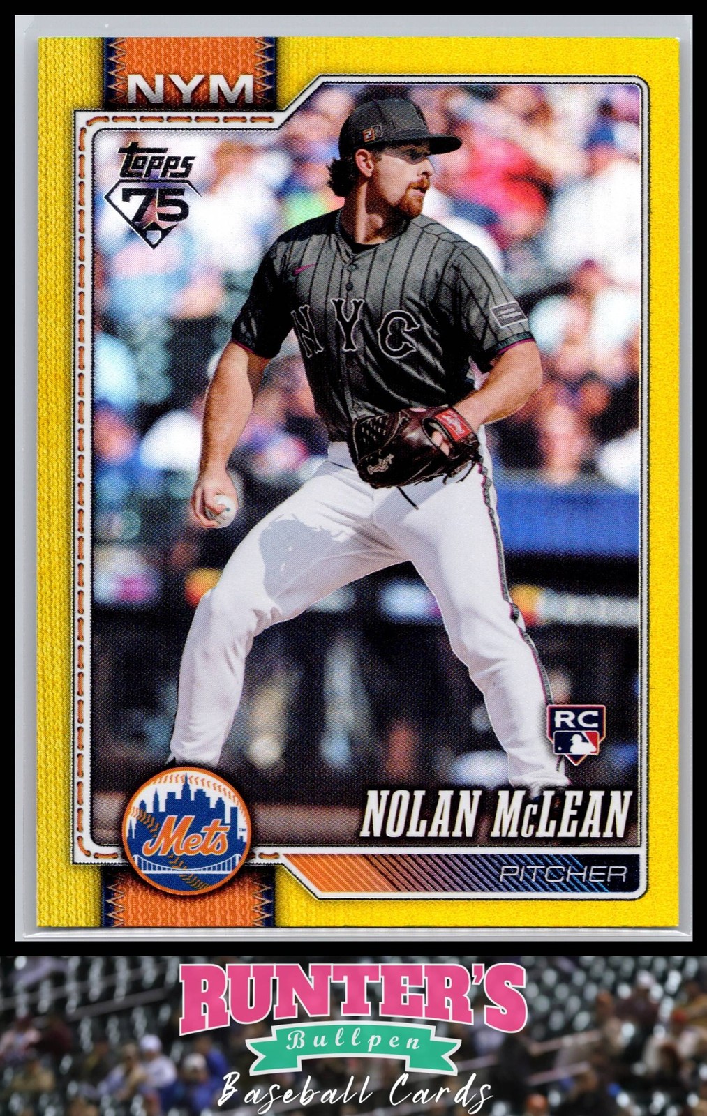 2026 Topps #214 Nolan McLean Mets RC Yellow Rainbow Foil /399