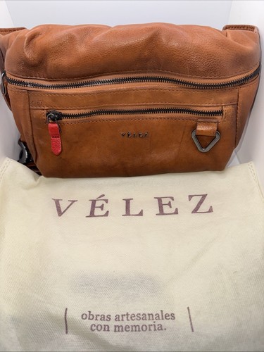 Velez Tivoli Genuine Leather Fanny Pack Bag For Men With Nylon Strap Honey Brown