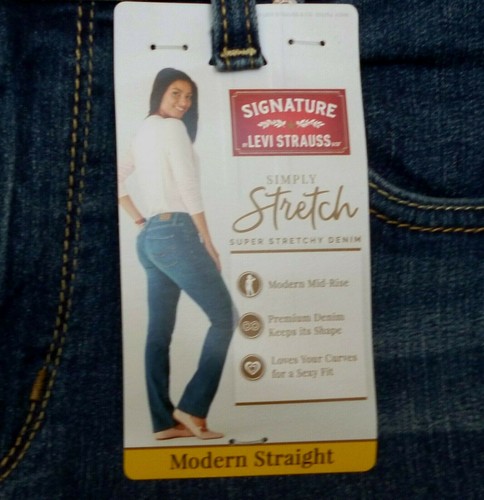 LEVI STRAUSS "SIGNATURE" PLUS JEANS DONNA DENIM ELASTICIZZATO DRITTO MODERNO NUOVO - Foto 4 di 6
