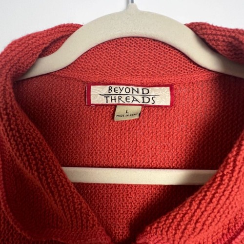 Beyond Threads Women's Sz L Burnt Orange Lightweight 3-Button Collared Sweater - Picture 7 of 9