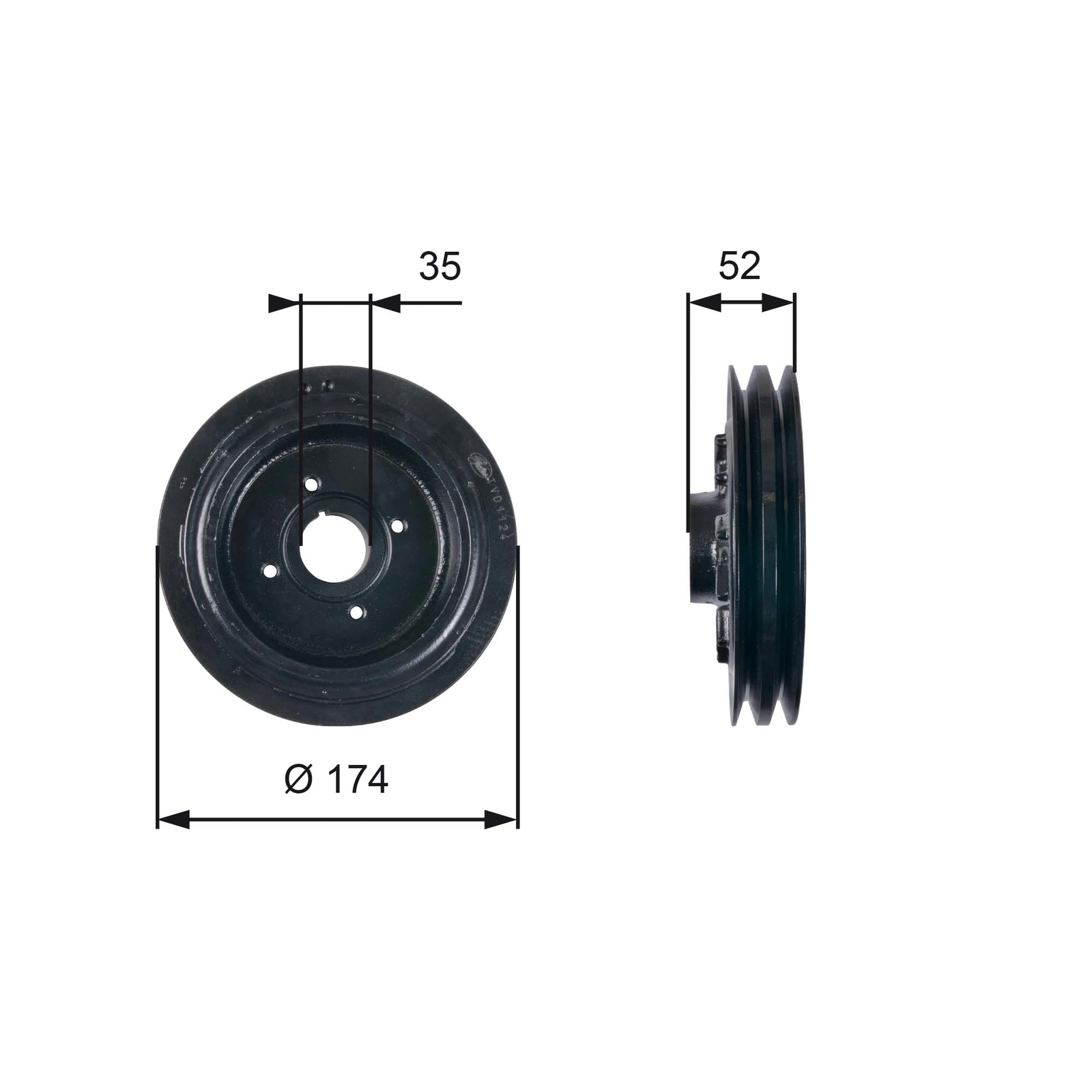 Crankshaft Pulley TVD1124 GATES for MITSUBISHI L 300 III Van L 300 III Bus L200 - Image 5