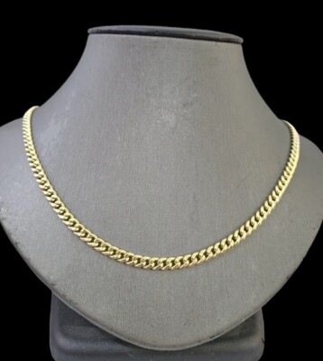 Real 10k Yellow Gold 5mm Royal Miami Cuban Chain Necklace 24  inc Lobster Lock