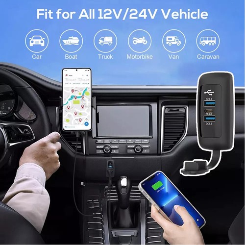 12V-24V Dual USB QC3.0 & PD Car Boat RV Fast Charger Socket Power Outlet Panel - Photo 2 sur 6