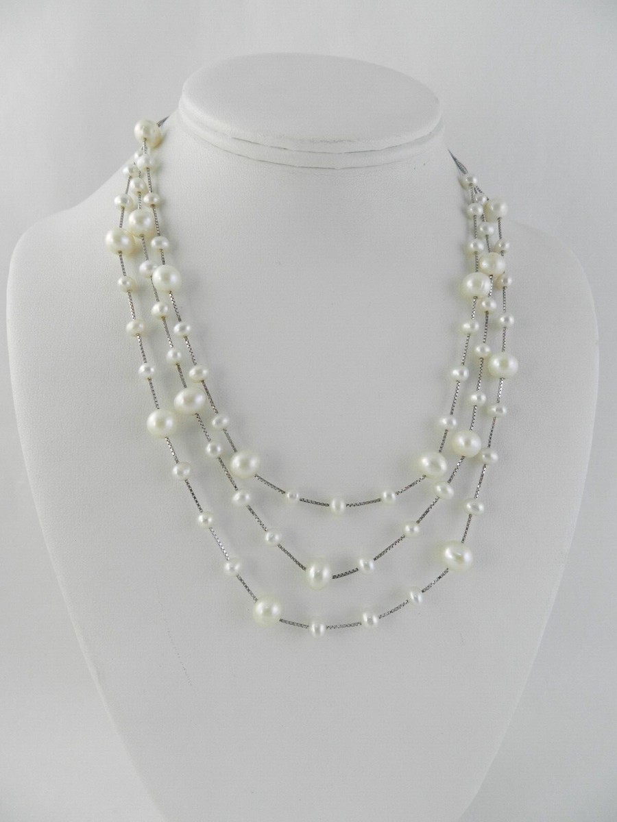 White Cultured Freshwater Pearl Necklace Multilayer 5-strand Gold-plated White Cultured Freshwater Pearl Necklace Multilayer 5-strand Gold-plated