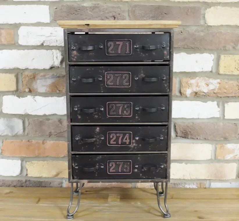 Industrial Rustic Metal Bedside Storage Draws Cabinet Home Decor 58cm ...