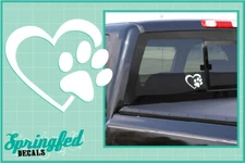 DOG PAW IN HEART cut vinyl decal #1 car truck window I Love My Dog Sticker