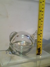 Vintage Anchor Hocking Glass Fish Covered Bowl USA Trinket Bowl Candy Cup