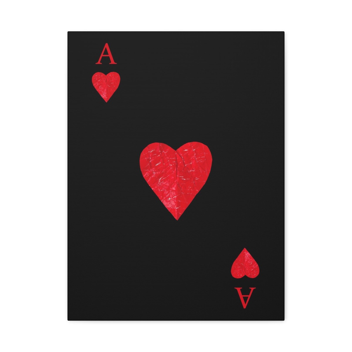 Ace Of Hearts Black Surface Playing Card Canvas Wall Art for Home