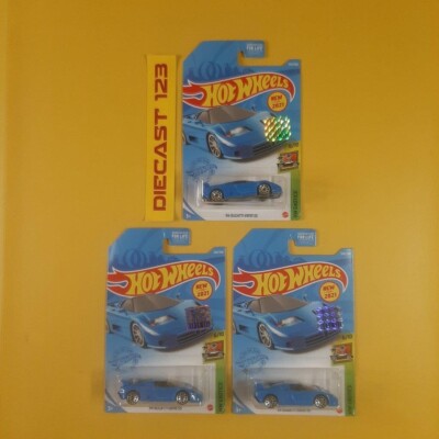 (lot of 3 pcs) [Factory Sealed] 2021 Hot Wheels '94 BUGATTI EB110 SS Blue