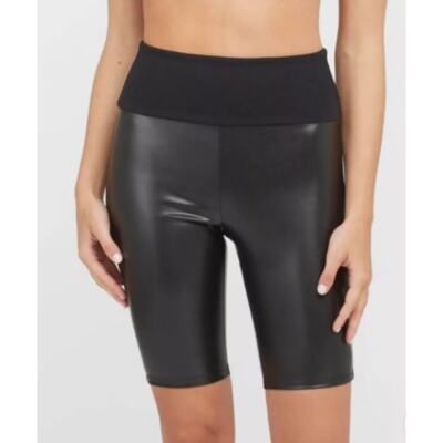 Assets By Spanx Women's Very Black Faux Leather Shaping Bike