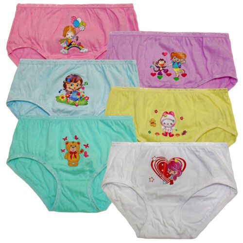 6-PK Toddler Girls Panties Briefs Underwear 100% Cotton Multi Color S, M, L, XL