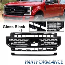 Lariat Super Duty For 2020-2023 Ford F250 F350 Front Bumper Gloss Black Grille
