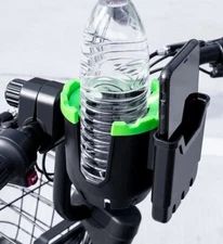 Stroller Handle Mount Cup Holder With Phone Pocket Motorcycle Bicycle Wheelchair