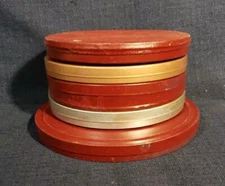 Lot 5 Vintage Metal Empty Film Container Cases NO REELS (4) 5" Wide (1) 6" Wide