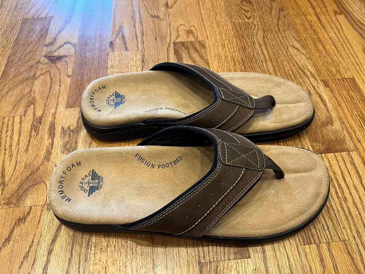 Dockers Mens Brown Memory Foam Fusion Footbed Flip Flop Thong Sandals Dockers Men main image 4
