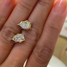 Stud Women's Earring 1.52Ct Pear Cut Simulated Diamond 925 Sterling Silver