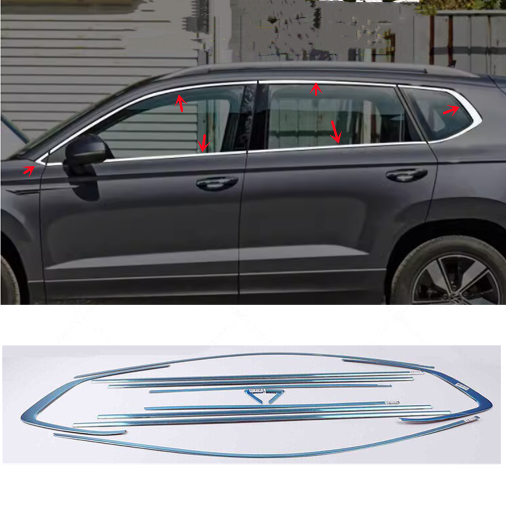 2022-2024 VW Taos Chrome Steel Window Trim Kit - 12PC Sill Molding Covers