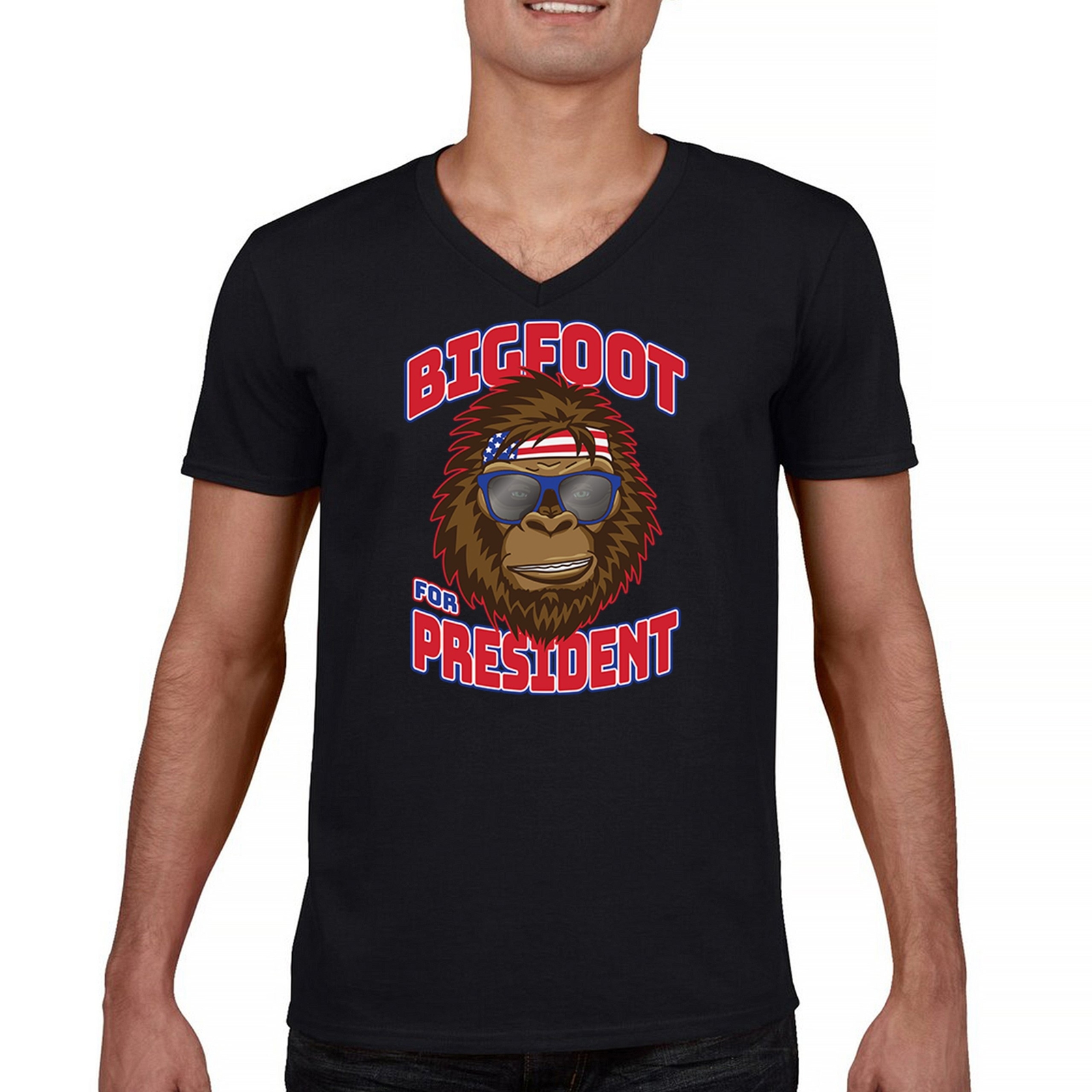 ALTRA Maglietta Bigfoot for President collo a V divertente Sasquatch umorismo cultura pop