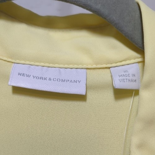 New York & Co. Women's Butter Yellow Button Up Blouse Sheer Spring Size XL NWT - Picture 9 of 14