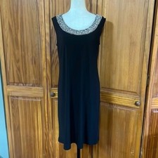 R M Richards Sleeveless Dress with Beaded Neckline
