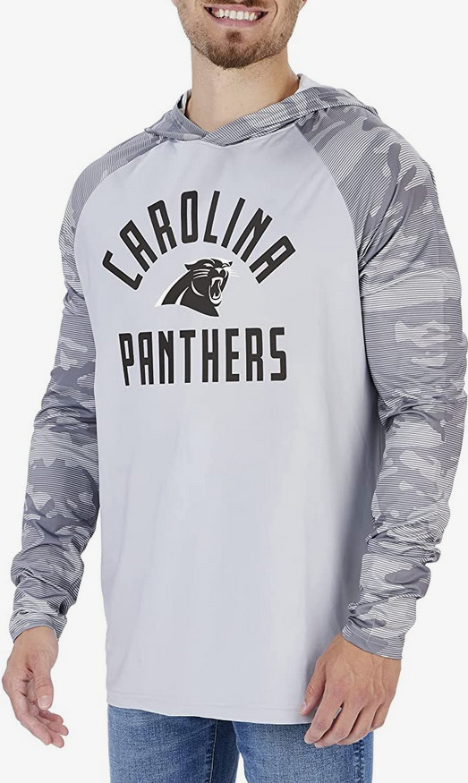 Мужская легкая толстовка Zubaz Carolina Panthers NFL серого цвета с камуфляжными рукавами в тон