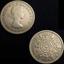 GREAT BRITAIN, ELIZABETH II, TWO SHILLINGS 1954, GVF.