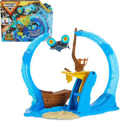 , Megalodon Loop of Doom Stunt Playset with Exclusive 1:64 Scale Die-Cast Monste