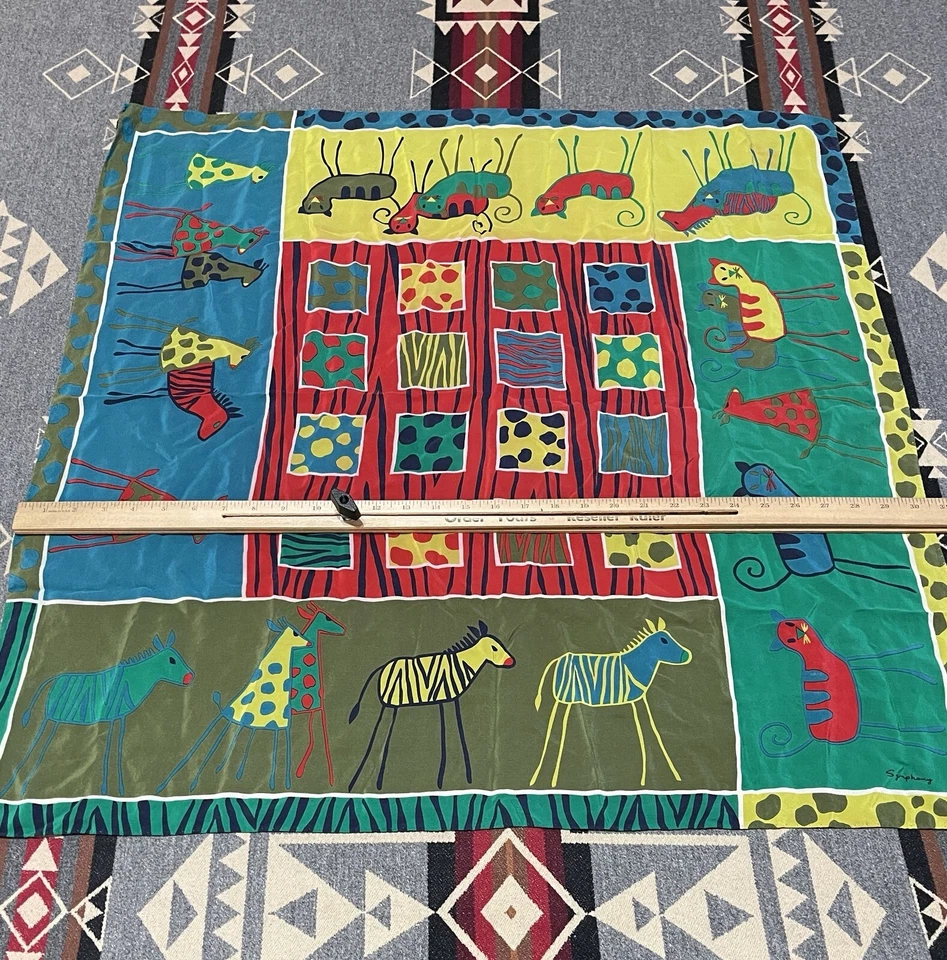 Bufanda de seda Symphony Designs 32x31 arte para gatos safari africanos T40 Foto 4 de 4