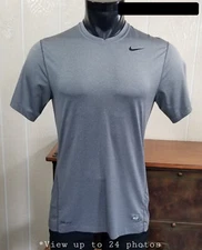 Nike Pro Combat Fitted Short Sleeve Gray Heather Activewear Top Shirt Sz M