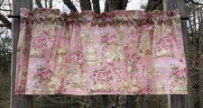 Pink Roses Valance Shabby Chic Vintage Floral Look Romantic Cottage Curtain