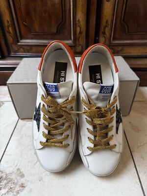 Golden Goose Hi Star Sneaker White Orange Animalier