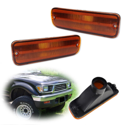 Front Bumper Amber Signal Light LH & RH Housings Kit For 1995-2000 Toyota Tacoma