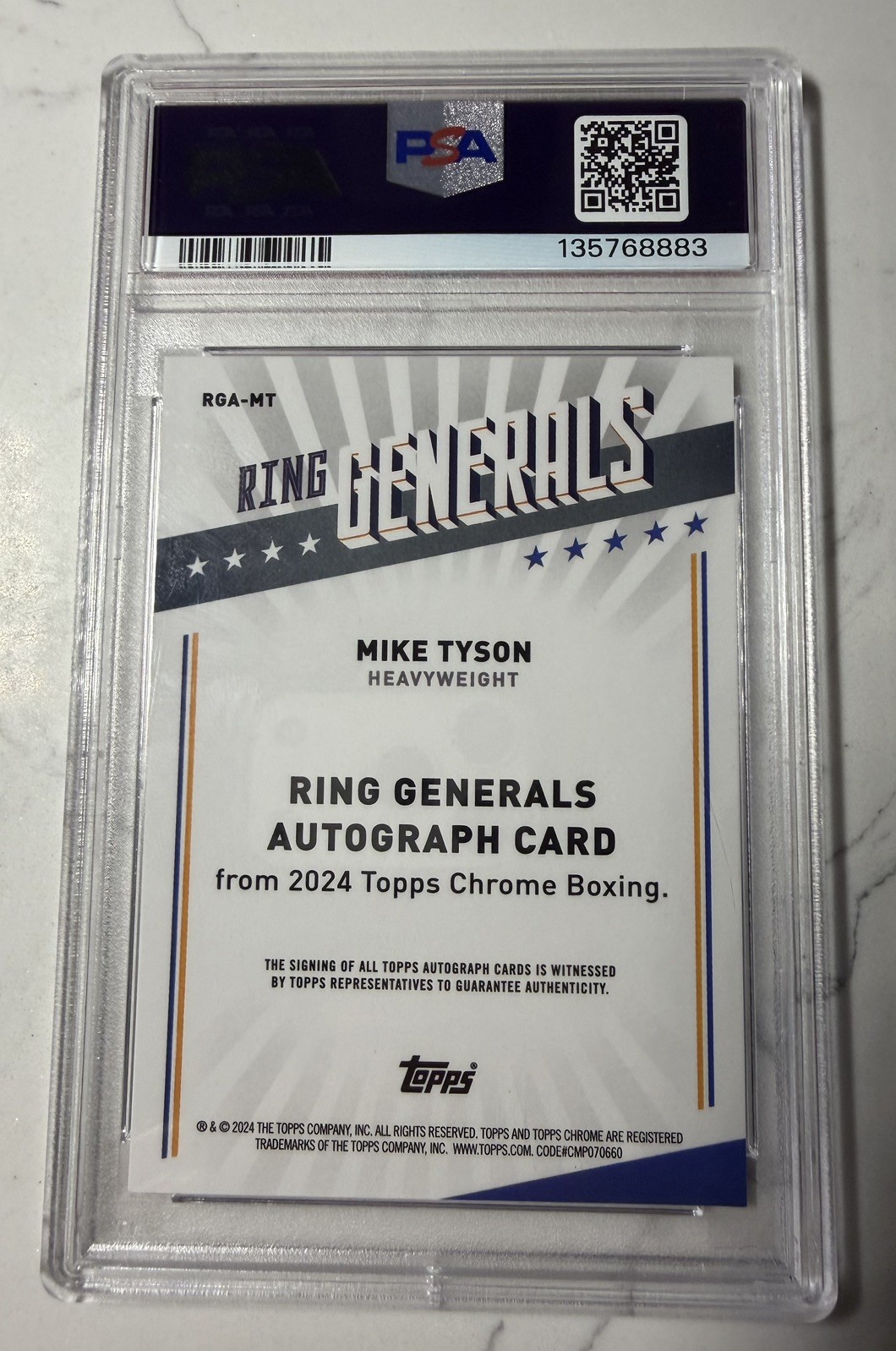 2024 Topps Chrome Boxing Ring Generals Autographs Mike Tyson PSA 9, Gem 10 Auto! view 3