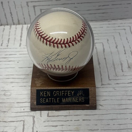 KEN GRIFFEY JR. AUTOGRAPHED BASEBALL and Holder not graded No Cert Rawlings