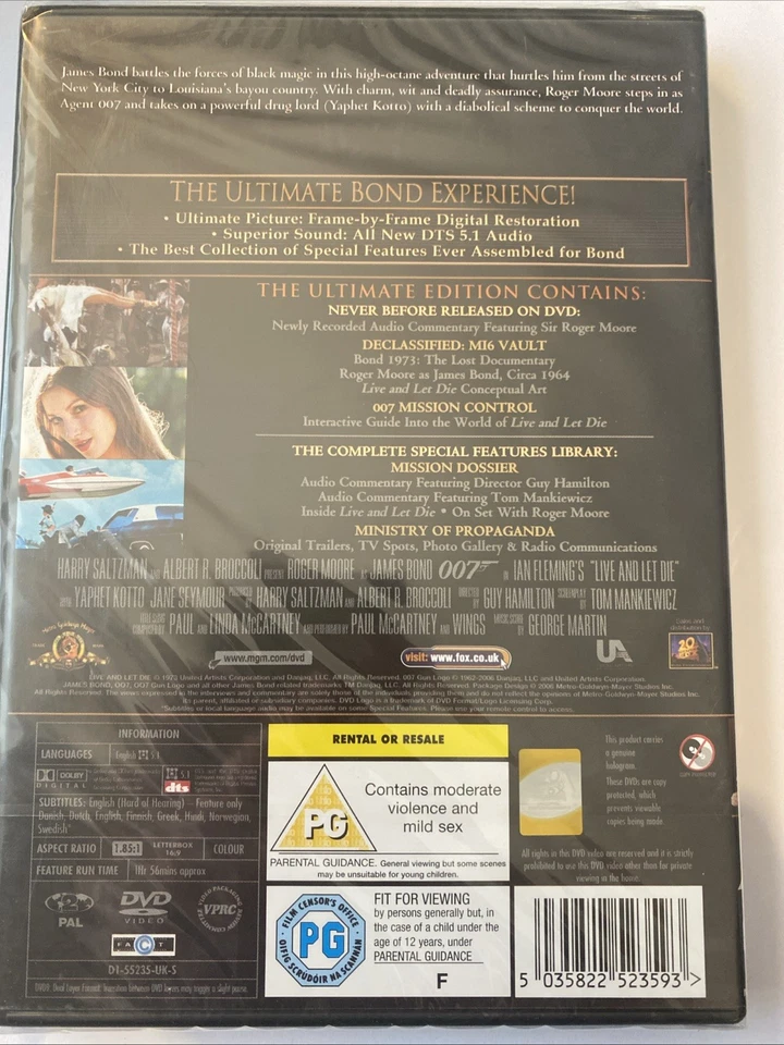 Live and Let Die [new & sealed 2 disc DVD] Roger Moore as James Bond 007 - Image 2 of 2