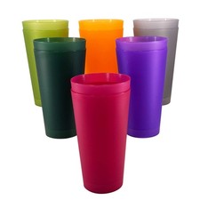 32oz Multicolor Plastic Tumblers BPA Free Set of 12 Multicolors