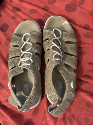 Ryka Light Weight Womens Tan Sz 7.5 Open Toe Fisherman Sandal Hook & Loop Strap