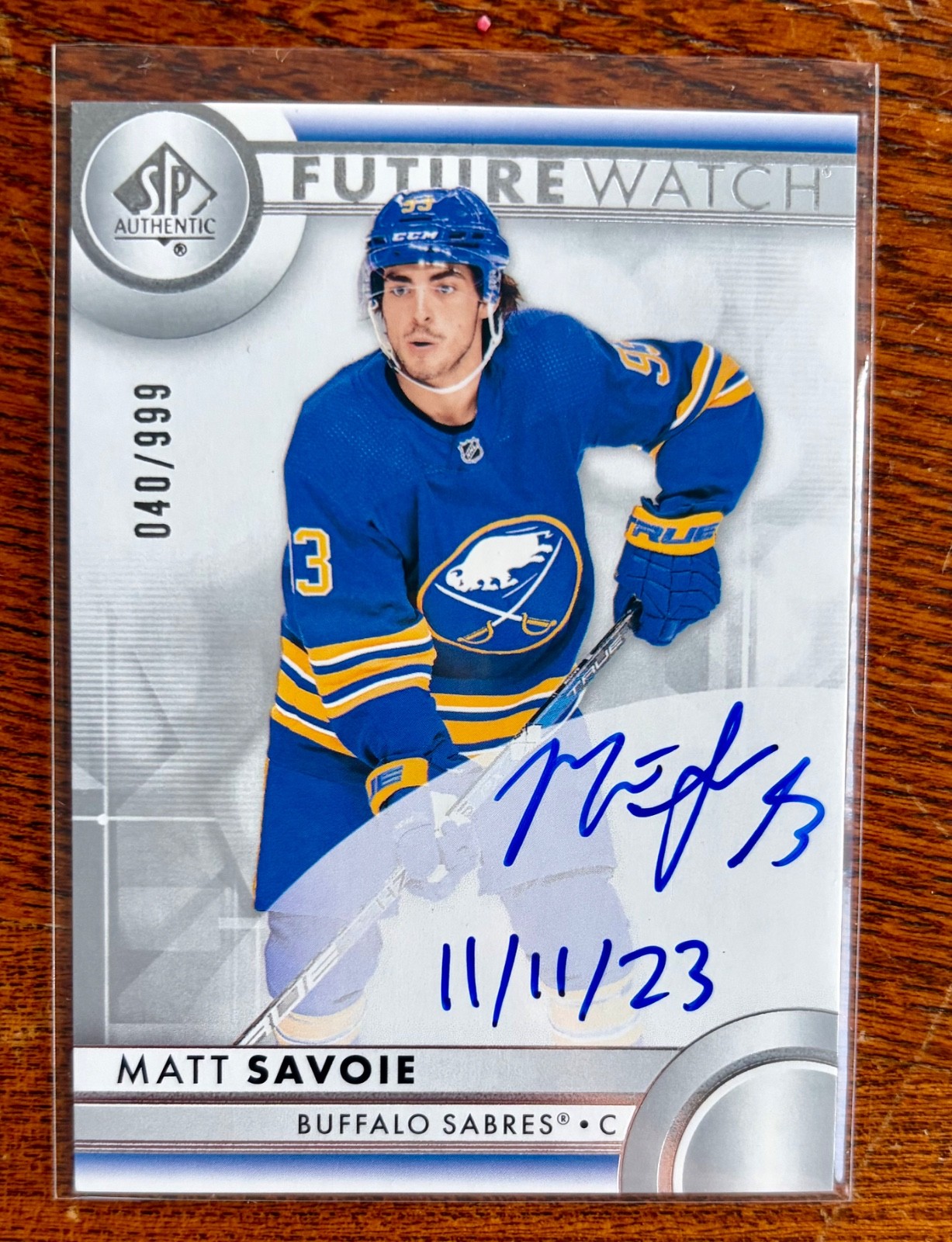 2023-24 SP Authentic Matt Savoie Future Watch Auto INSCRIBED /50 /999