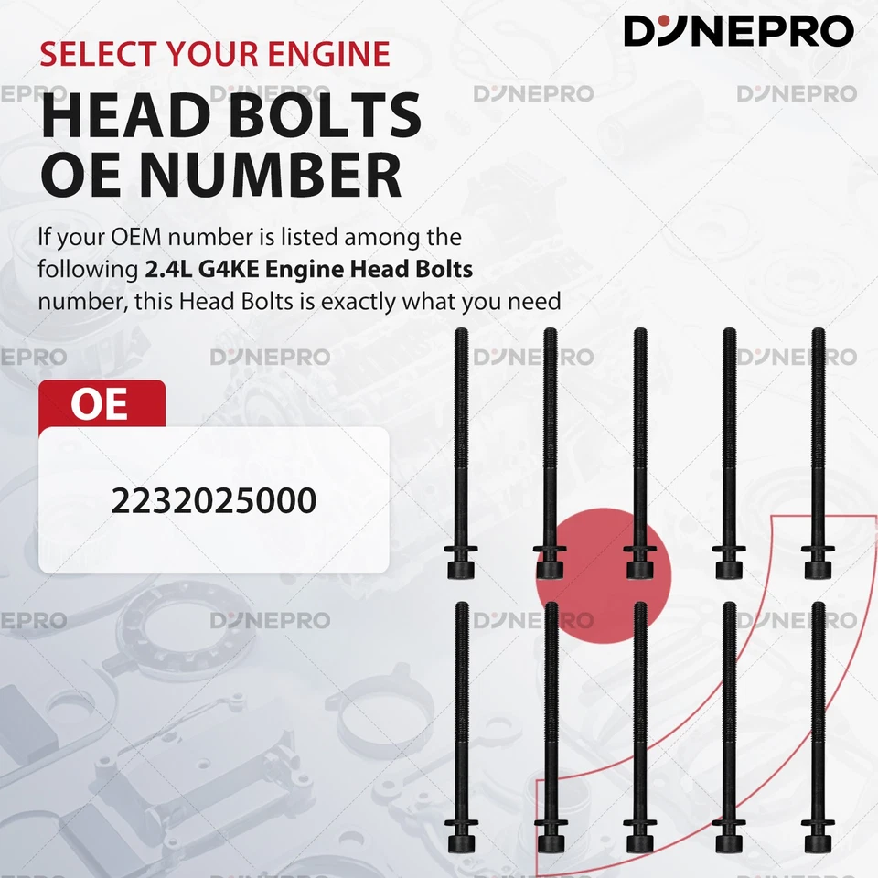 Juego de pernos de junta de culata de motor para Kia Sportage 2011 2012 2013 2,4 L Kia Forte G4KE Foto 3 de 4