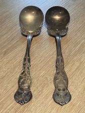 Paar antike Wm Rogers & Sohn AA Silber Teller Löffel - Amerika - Pat 23. Februar 1916