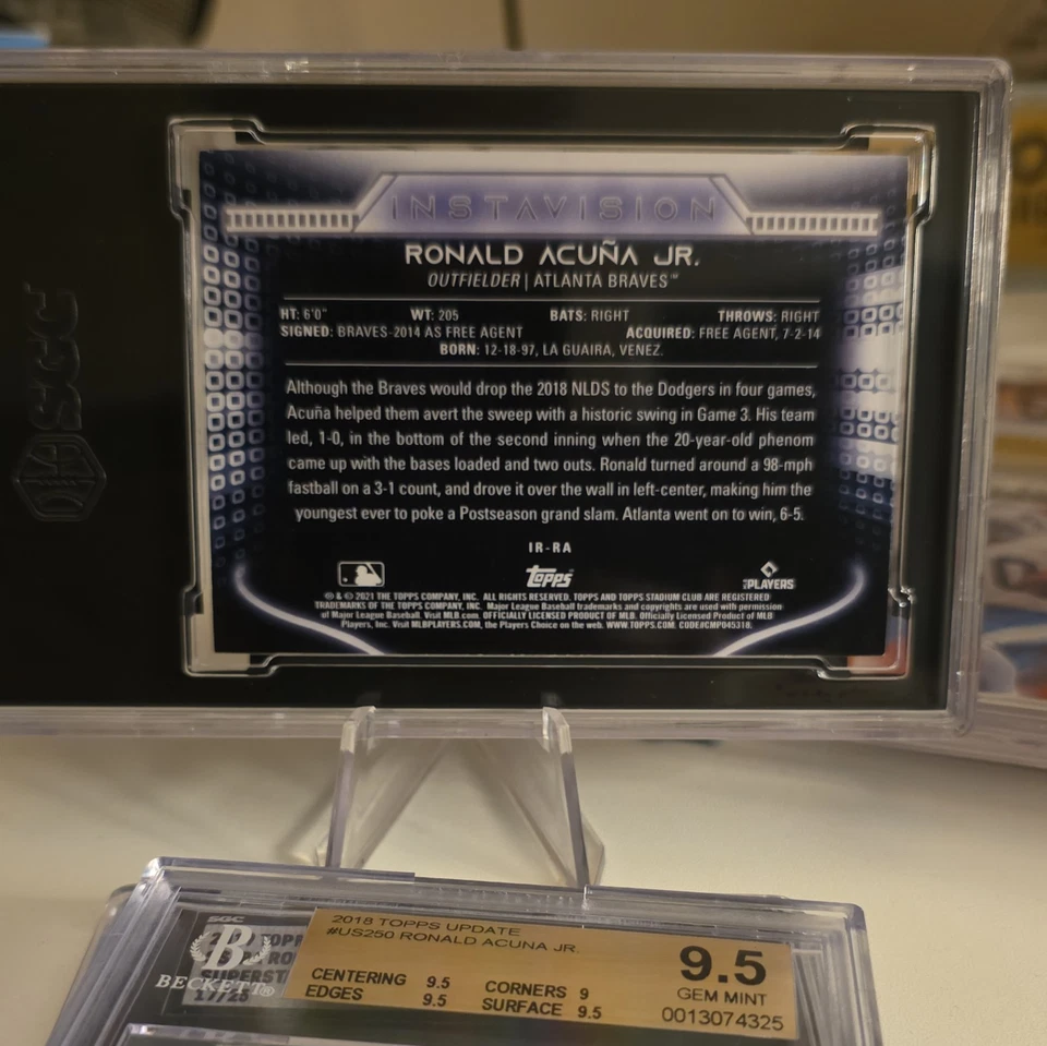  2021 Topps Stadium Club Ronald Acuna Jr Instavision Orange 06/10 FOTL SSP POP 1 - Image 2 of 3