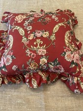 Ralph Lauren Danielle Marseilles Throw Pillow Red 3" Ruffle Floral 18  