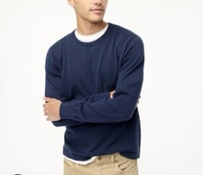 J Crew Men s Knit Crewneck Sweater Sz Large Navy Blue Preppy Classic Office NWT
