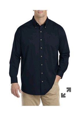 NIP Harbor Bay Men 4XLT Navy Blue Easy Care Button Down Long Sleeve Shirt New