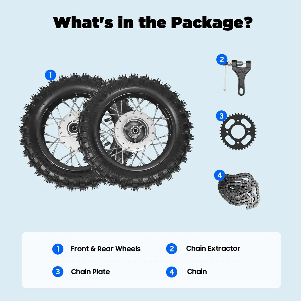 2.5-10 Front and Rear Wheel Tire Assembly for Honda CRF50 XR50 BBR KLX Dirt Bike Foto 3 de 4