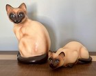 Vintage Napco Ceramic Siamese Cat Figurines Mid Century Mod Decor