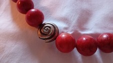 Kette, Schaumkoralle, rot, Kugelkette, neu