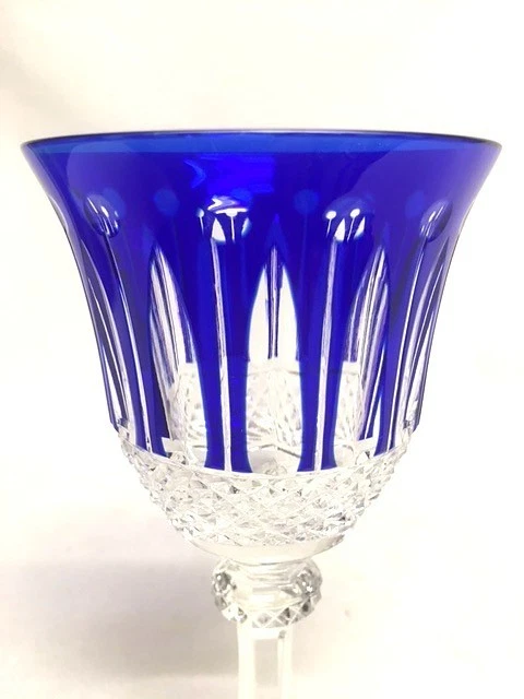 "Copa de vino Claret Saint Louis TOMMY 6"" azul corte a cristal transparente Francia" Foto 3 de 4