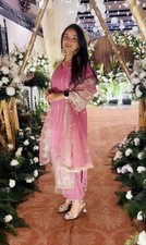 New Attractive Light Pink Faux Georgette Kurta Palazzo With Dupatta For Women