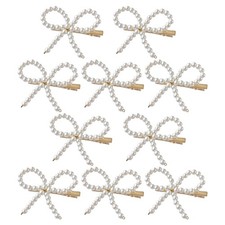 10PCS Pearl Bow Hair Clips, Elegant Bow Hair Pins, Non-Slip Duckbill Hair Cli...